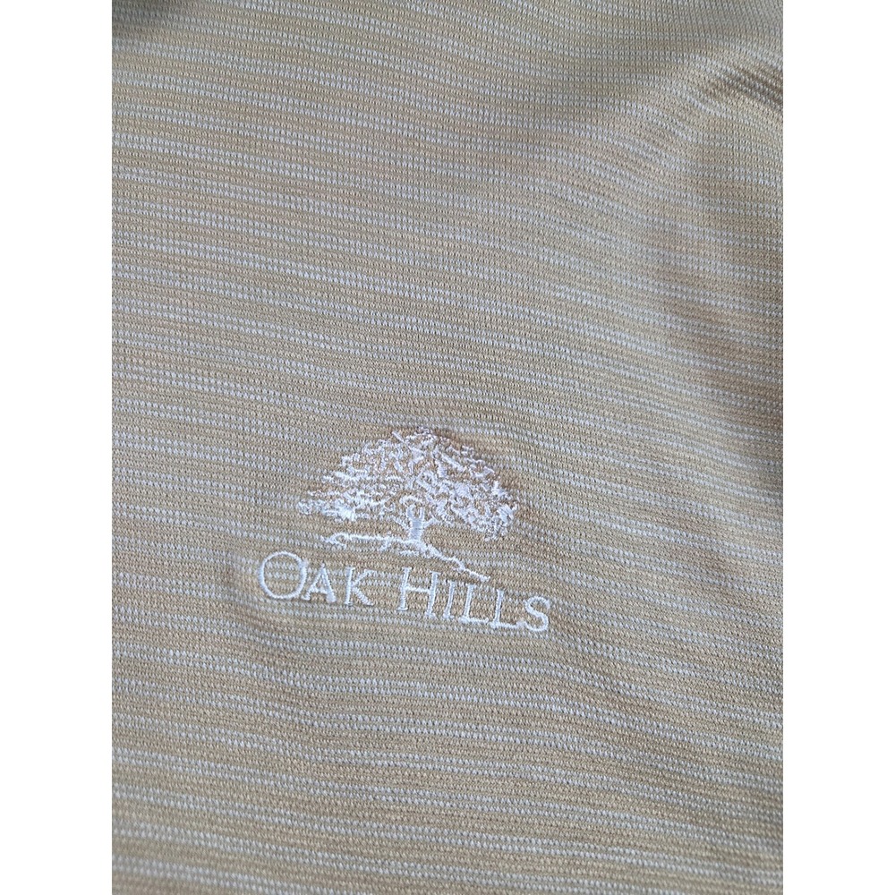 Haley Reserve Golf Shirt Mens XXL Tan Striped 100% Cotton Athletic‎ Oak Hills - Picture 2 of 7